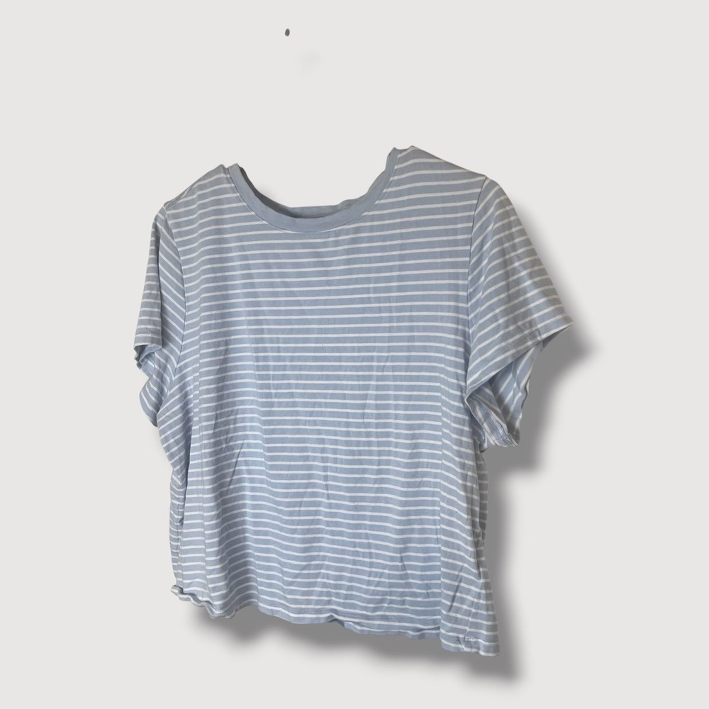 Old Navy Blue White Striped Cropped Tee Shirt Size 2X